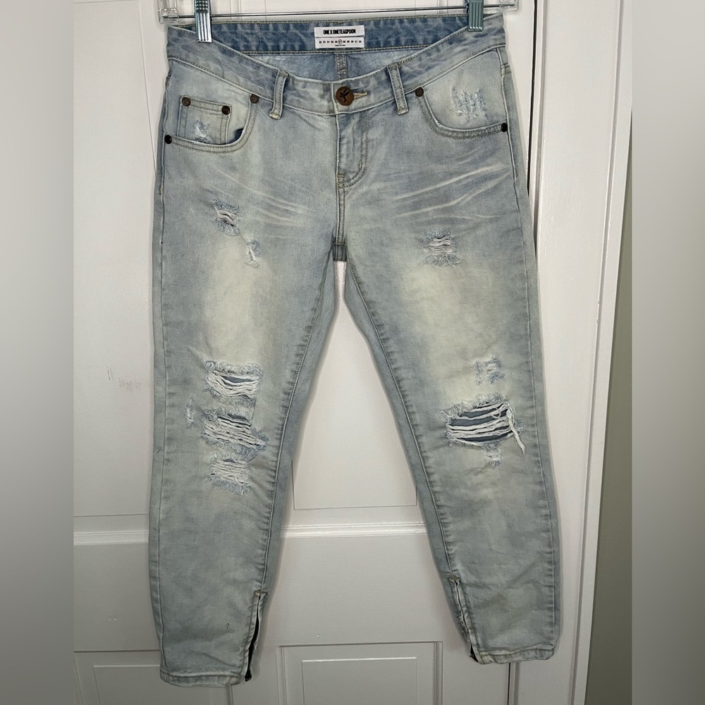 One X ONE TEASPOON Freebirds Low Waist Short Rise Skinny Jeans 27 Distressed